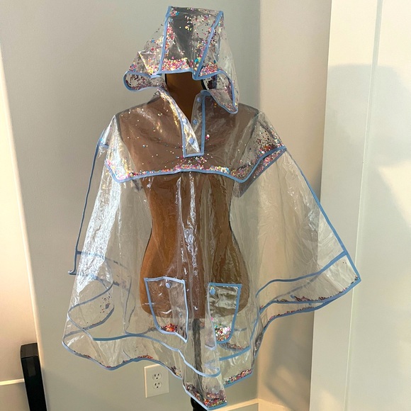 Packed Party Jackets & Blazers - Packed Party clear Confetti hooded rain coat poncho